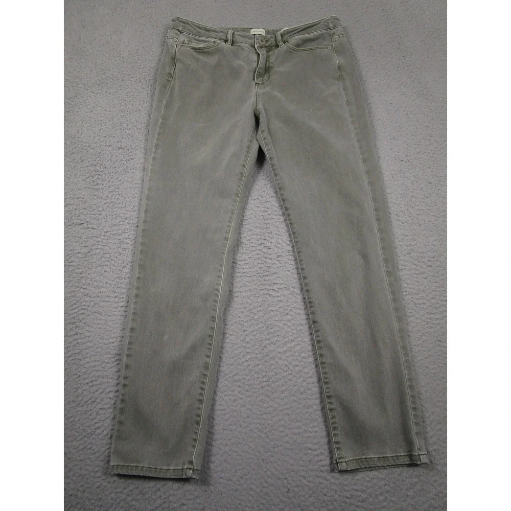 J Jill Jeans Womens 8‎ Petite Green Boyfriend Straight Leg Ankle Stretch Pockets